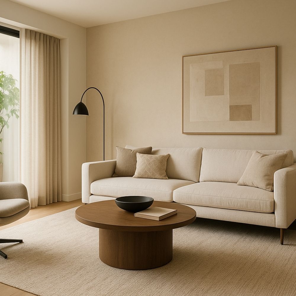A serene living room bathed in daylight—our signature Interior Space Design in Greater Noida brings modern elegance to everyday living.